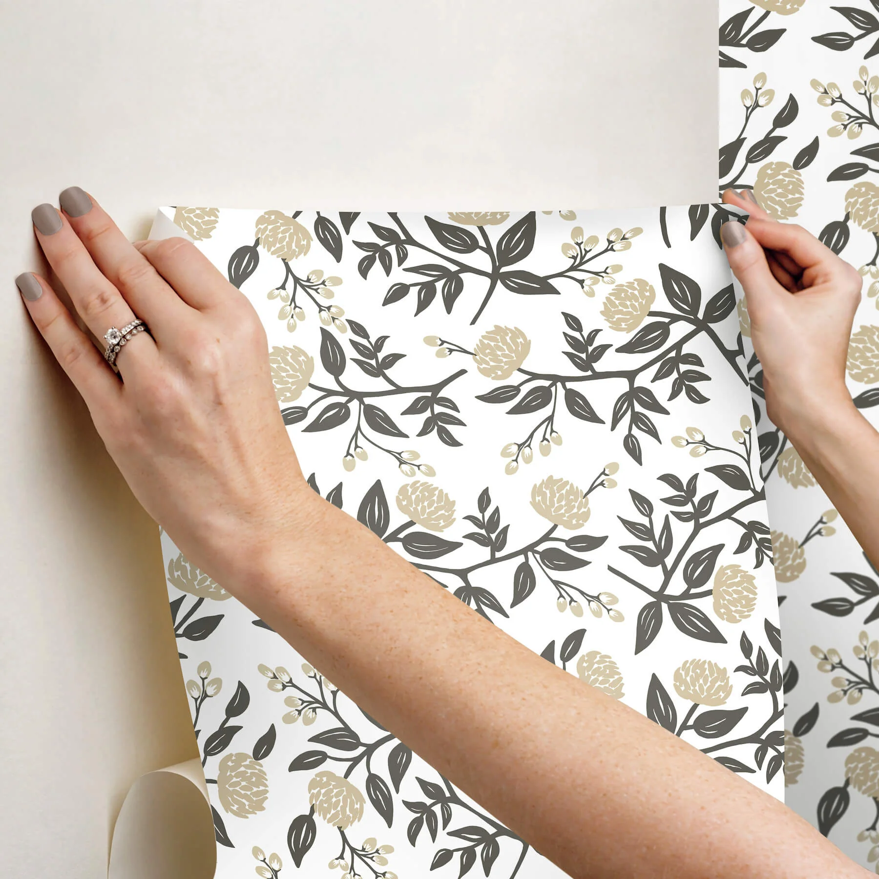 Rifle Paper Co. Peonies Peel & Stick Wallpaper - White & Black - Image 3