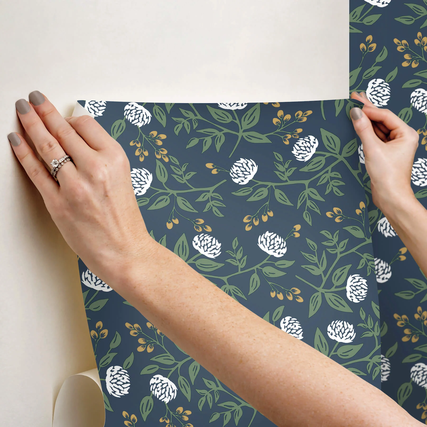 Rifle Paper Co. Peonies Peel & Stick Wallpaper - Navy - Image 3