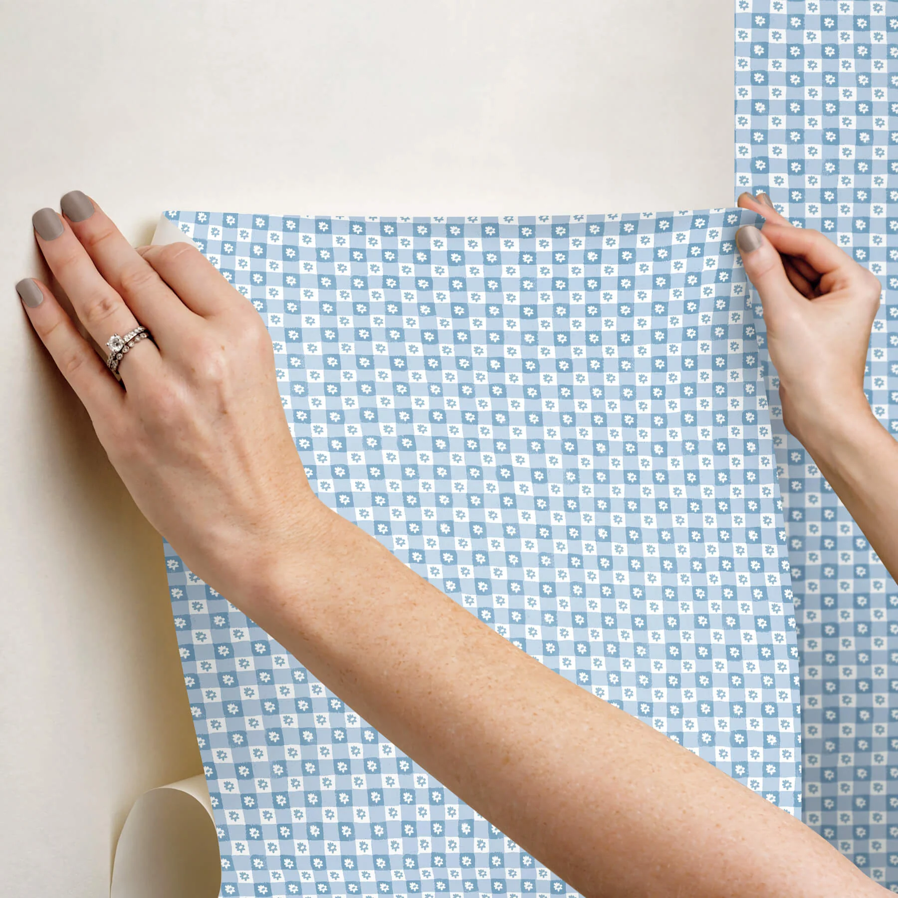 Rifle Paper Co. Daisy Gingham Peel & Stick Wallpaper - Blue - Image 3