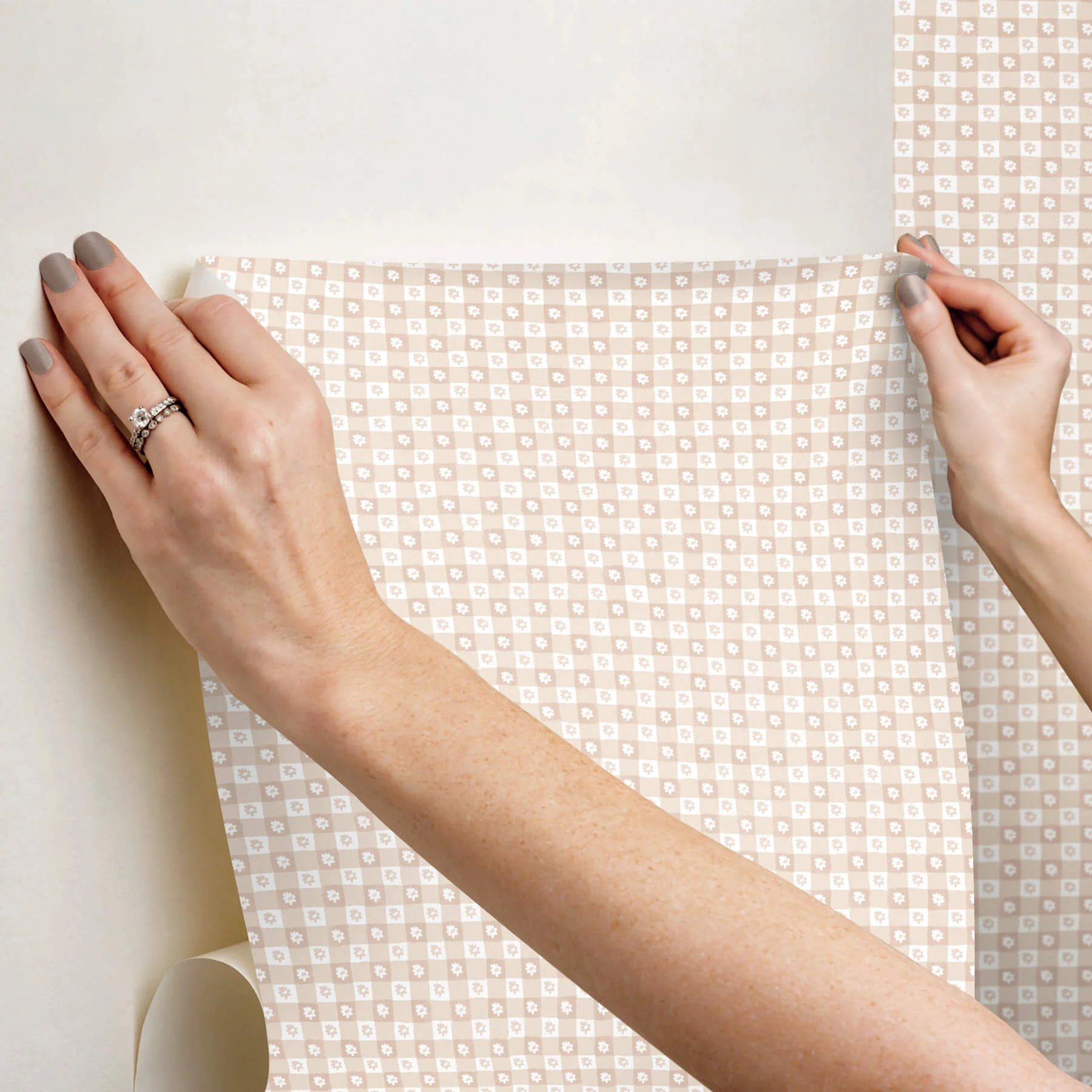 Rifle Paper Co. Daisy Gingham Peel & Stick Wallpaper - Blush - Image 3
