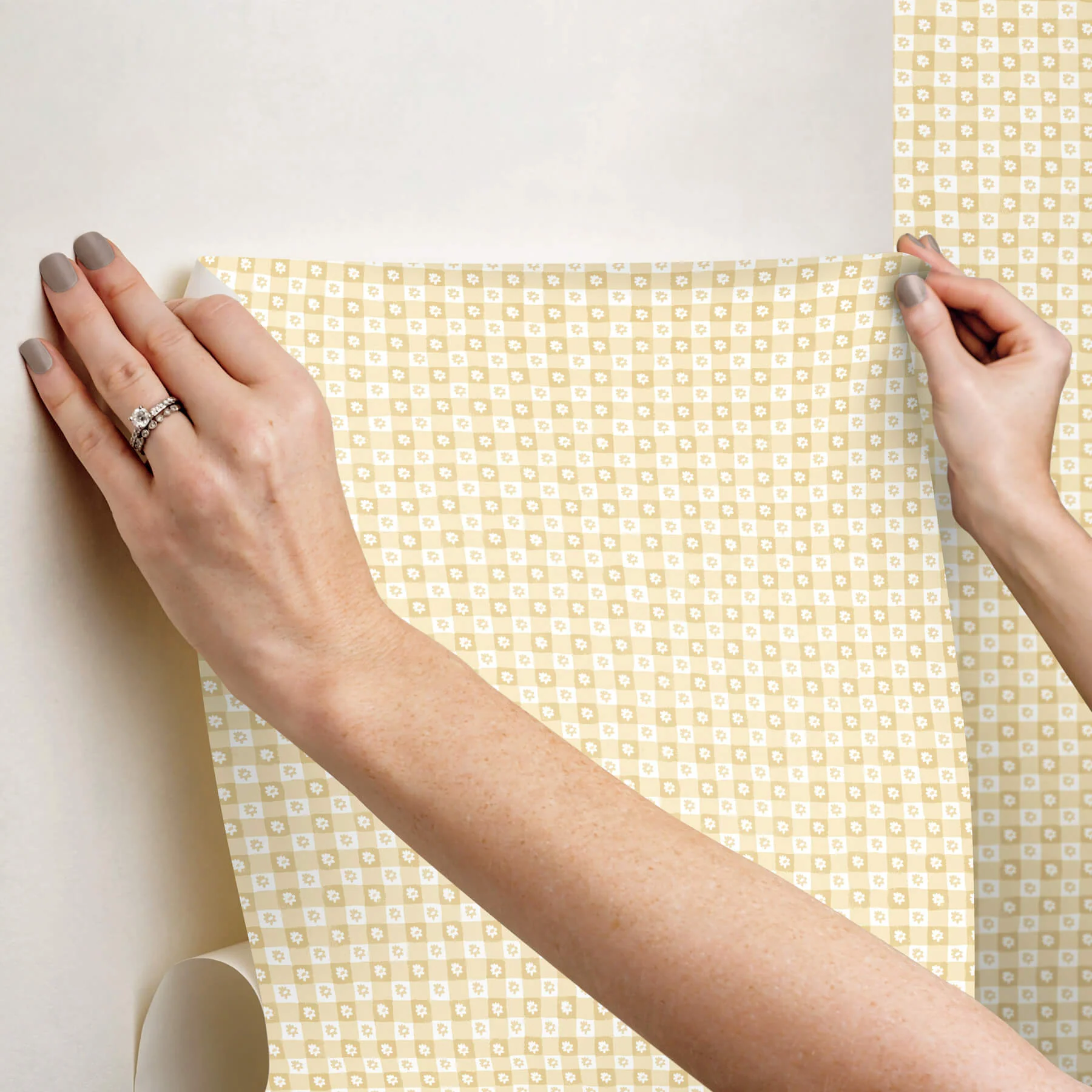 Rifle Paper Co. Daisy Gingham Peel & Stick Wallpaper - Gold - Image 3