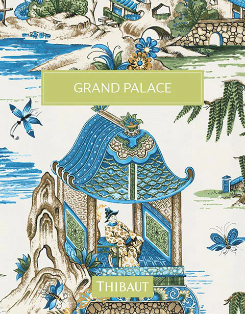 Thibaut Grand Palace Empress Court Wallpaper - Blue - Image 4
